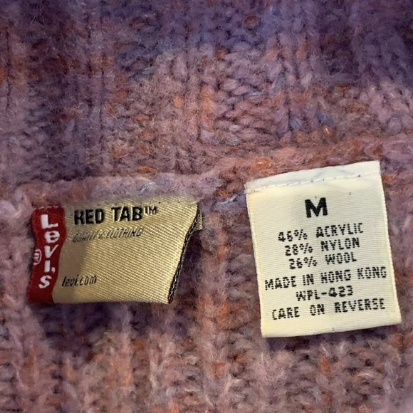 Levi's Lavender Melange Turtleneck Chunky Cable Knit Pullover Sweater Womens M - Picture 8 of 9